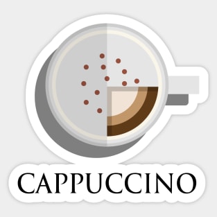 Hot cappuccino coffee cup top view in flat design style Sticker